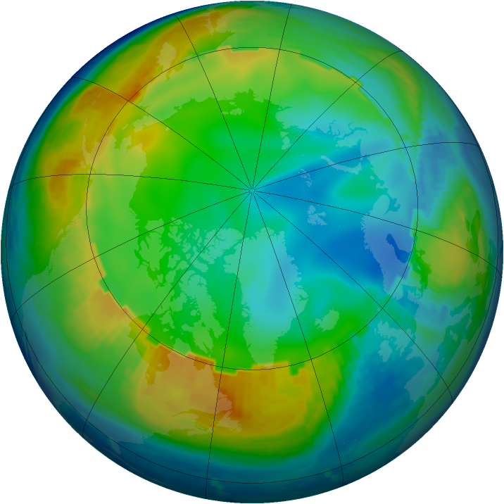 Arctic ozone map for 11 December 1998